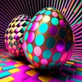 Easter eggs in disco style. Bright colors. Easter eggs stylized as a disco ball. Generated by neural network. Generative Royalty Free Stock Photo