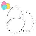 Easter eggs. Dot to dot Game. Connect the dots by numbers to draw the cartoon Hen Eggs. Logic Game and Coloring Page with answer.