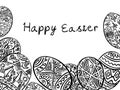 Easter eggs drawing. Hand drawn ornamental illustration of Ukrainian Pysanka on a white background