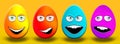 Easter Eggs With Eyes and Mouth Feeling Happy, Confused, Angry a Royalty Free Stock Photo