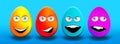 Easter Eggs With Eyes and Mouth Feeling Happy, Confused, Angry a Royalty Free Stock Photo