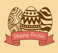Easter eggs figures decoration with ribbon Royalty Free Stock Photo
