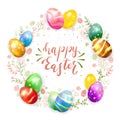 Easter Eggs with Floral Elements on White Background Royalty Free Stock Photo