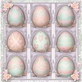 Easter eggs with floral pattern in pastel colors Royalty Free Stock Photo