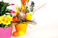 Easter eggs flower arrangements Royalty Free Stock Photo