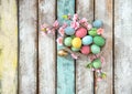 Easter eggs flower decoration Top view