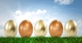 Easter eggs in front of blue sky Royalty Free Stock Photo