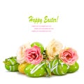 Easter eggs and fun bouquet of flowers isolated Royalty Free Stock Photo