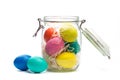 Easter eggs in glass jar Royalty Free Stock Photo