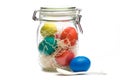 Easter eggs in glass jar Royalty Free Stock Photo