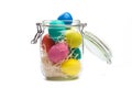 Easter eggs in glass jar Royalty Free Stock Photo
