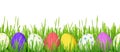 Easter eggs and grass border