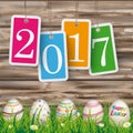 Easter Eggs Grass Worn Wood Price Stickers 2017