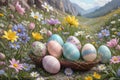 Easter eggs on grassy bacgraund