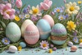 Easter eggs on grassy bacgraund