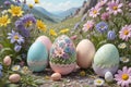 Easter eggs on grassy bacgraund