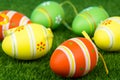 Easter eggs on green grass. Royalty Free Stock Photo