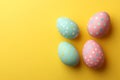Easter eggs, hand-decorated in a variety of colors, set against a bright backdrop. This concept represents an Easter Royalty Free Stock Photo