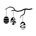 Easter Eggs Hanged On Tree Branch Icon Royalty Free Stock Photo