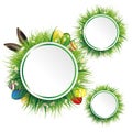 Easter Eggs Hare Ears Grass 3 Circles