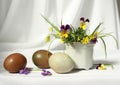 Easter eggs with heartsease Royalty Free Stock Photo