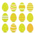 Easter eggs icons flat style set on white background Royalty Free Stock Photo