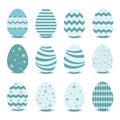 Easter eggs icons flat style set on white background Royalty Free Stock Photo
