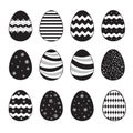 Easter eggs icons flat style set on white background Royalty Free Stock Photo