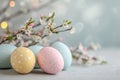 Easter eggs on light background. Composition with painted eggs on cement or stone background Royalty Free Stock Photo