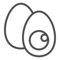 Easter Eggs line icon. Cutted half egg silhouette with a yolk outline style pictogram on white background. Happy spring