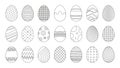 Easter eggs line icons. Black outline sketch doodle style for egghunting decoration, simple minimal decor for holiday Royalty Free Stock Photo
