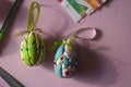 Easter eggs made of styrofoam for decorated with fabric. technique. diy, make with kids, special gift