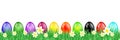 Easter eggs meadow flower isolated banner
