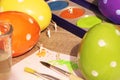 Easter eggs and miniatures background