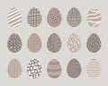 easter eggs minimalist design. A set of 15 elements in neutral colors, simple lines and organic scandi style