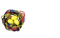 Easter eggs and nest of internet cables on white backgound