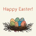 Easter eggs in the nest Royalty Free Stock Photo