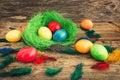 Easter eggs in nest