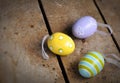 Easter eggs on old vintage table