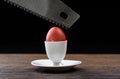 Easter eggs open with a saw Royalty Free Stock Photo