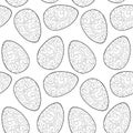 Easter eggs with ornament, black line pattern isolated on white background, windy illustration Royalty Free Stock Photo