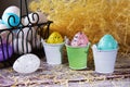 Easter eggs in pails Royalty Free Stock Photo