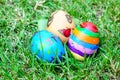 Easter eggs painted by child