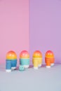 Easter eggs on pastel background.