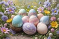 Easter eggs in pastele colors