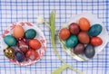 Easter eggs on plates Royalty Free Stock Photo