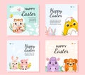 Easter eggs post template set Royalty Free Stock Photo