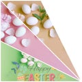 Easter eggs poster colorful pastel abstract modern template background collage set illustration pink yellow blue white pin Royalty Free Stock Photo