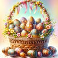 Easter Eggs Pysanka Ukrainian Basket Salvation Sacrifice Crucifixion Jesus Sunday Risen Sunrise AI Generated