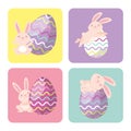 Easter eggs and rabbit frames Royalty Free Stock Photo